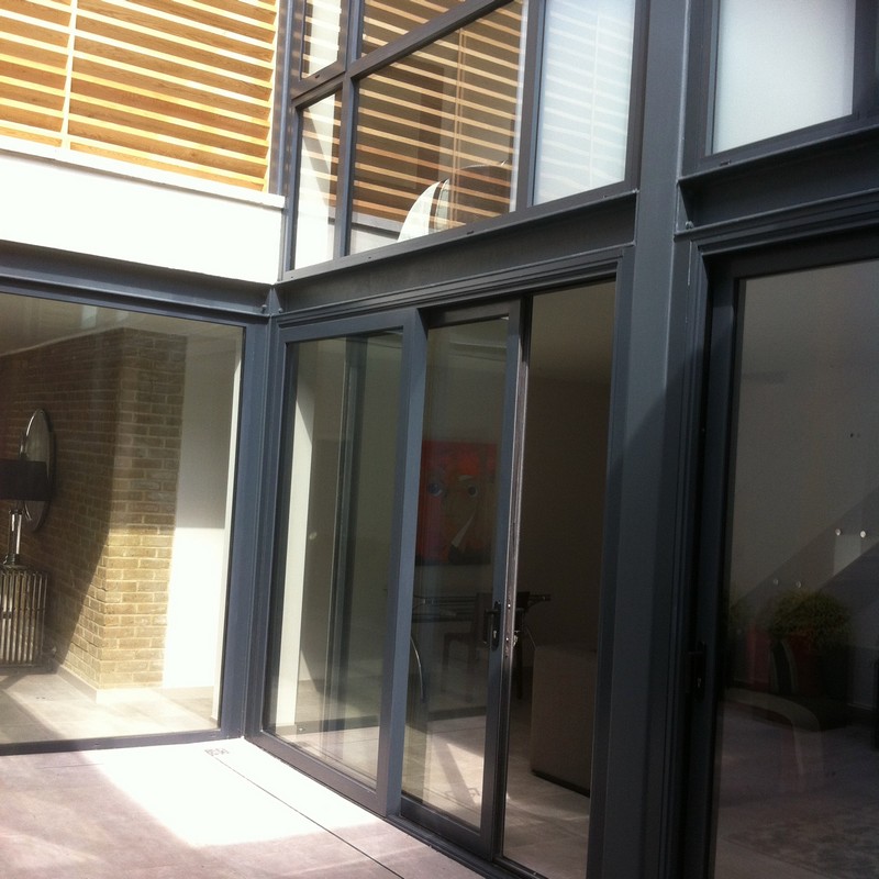 Anthracite aluminium sliding patio doors fitted in St Paul's
